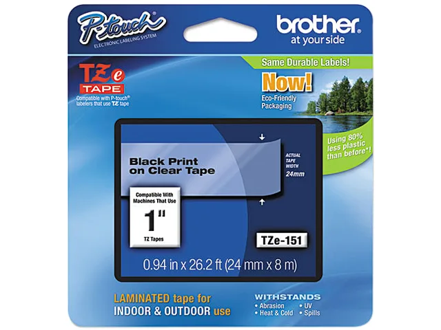 Brother Brother TZE151 pos accessory 24 mm x 8 m black on clear tape — product photo