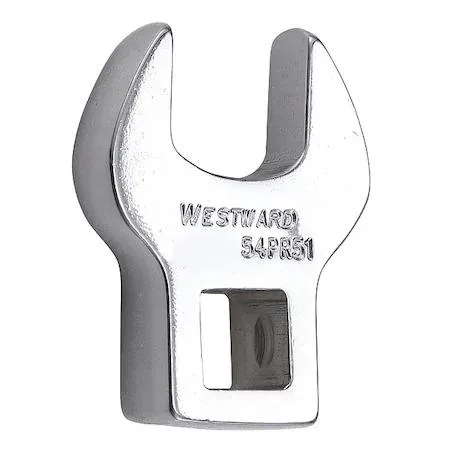 Silver 15 mm crowfoot socket wrench, open-ended head, 3/8 inch drive, alloy steel construction