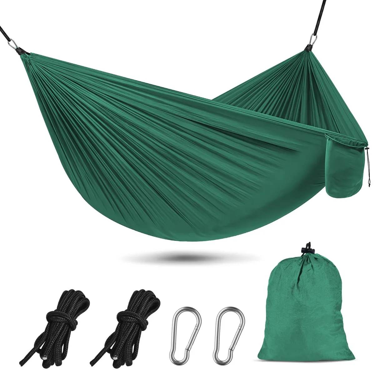  Camping Hammock 500lbs Dark Green with Tree Straps and Carry Bag — product photo