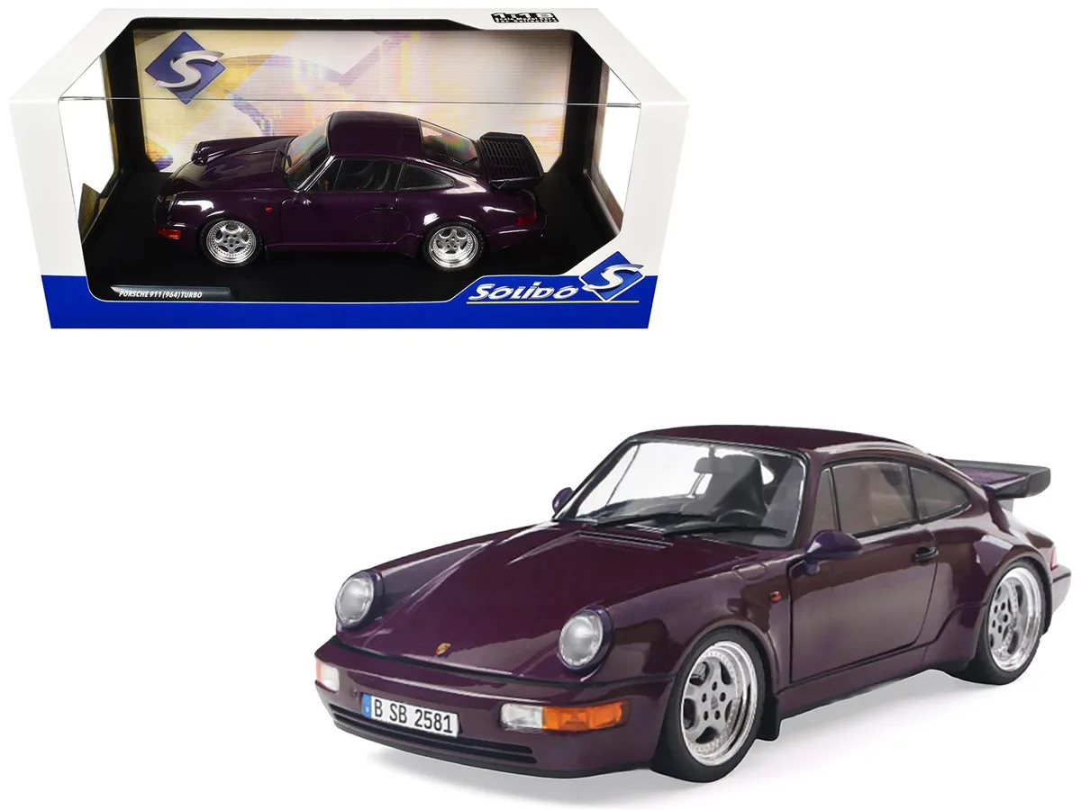 Solido Solido 1990 Porsche 911 (964) Turbo Violet Blue Metallic 1/18 Diecast Car — product photo