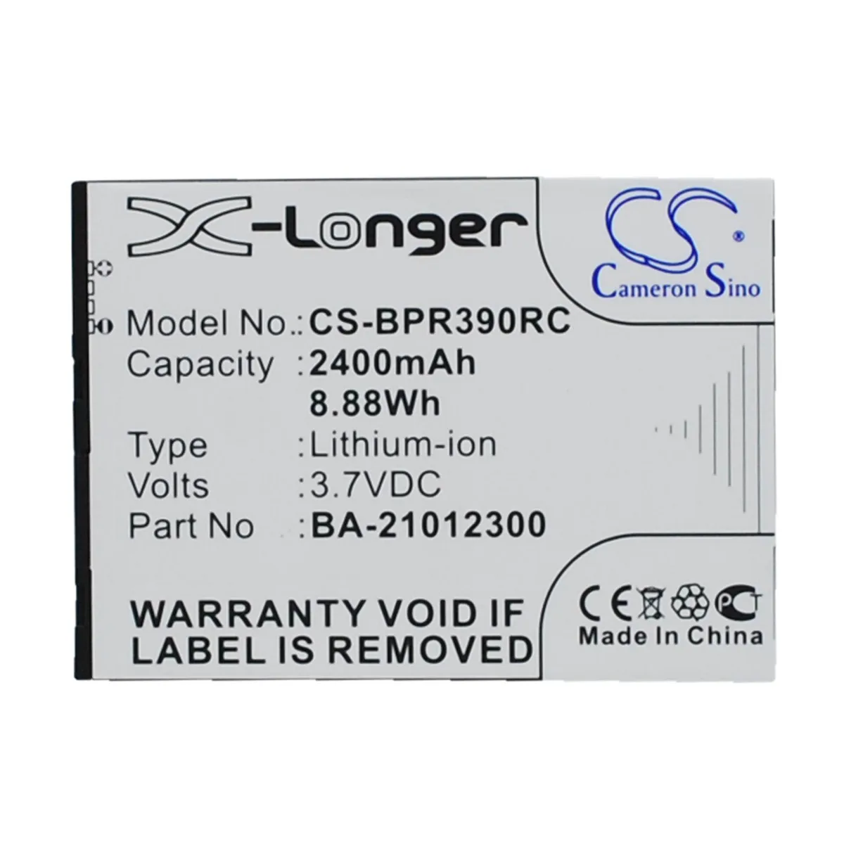 Cameron &amp; Co Cameron &amp; Co DS-CS-BPR390RC cell phone battery 3.7V 2400mAh — product photo