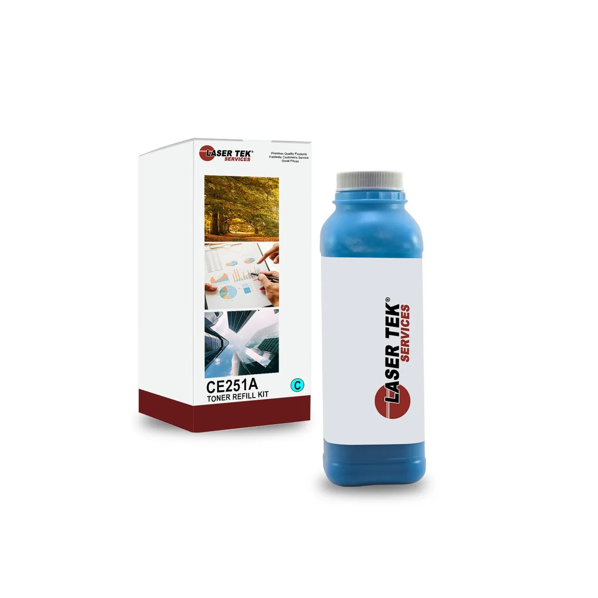 Laser Tek Services Laser Tek Services Cyan Toner Refill 504A CE251A with reset chip — product photo