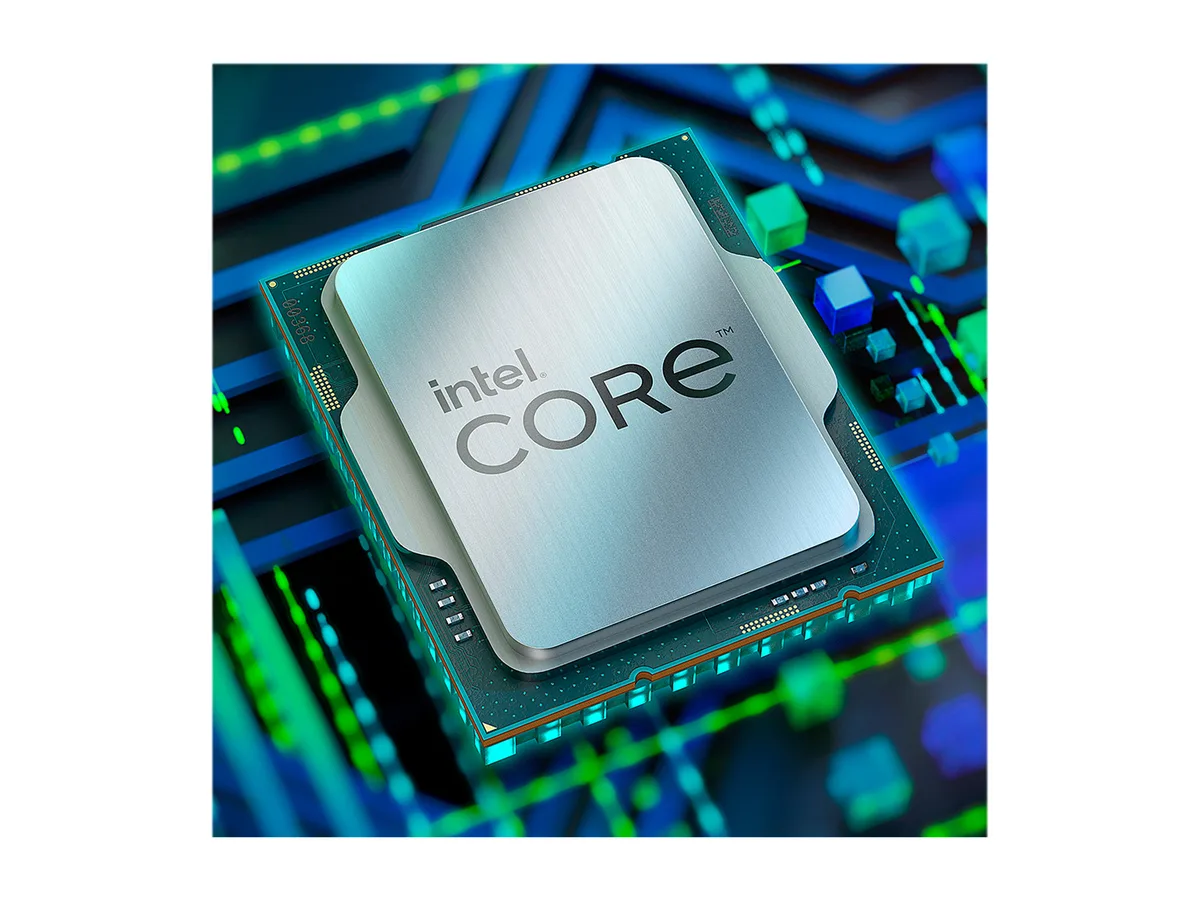 Square Intel Core i3-13100F desktop processor in retail box