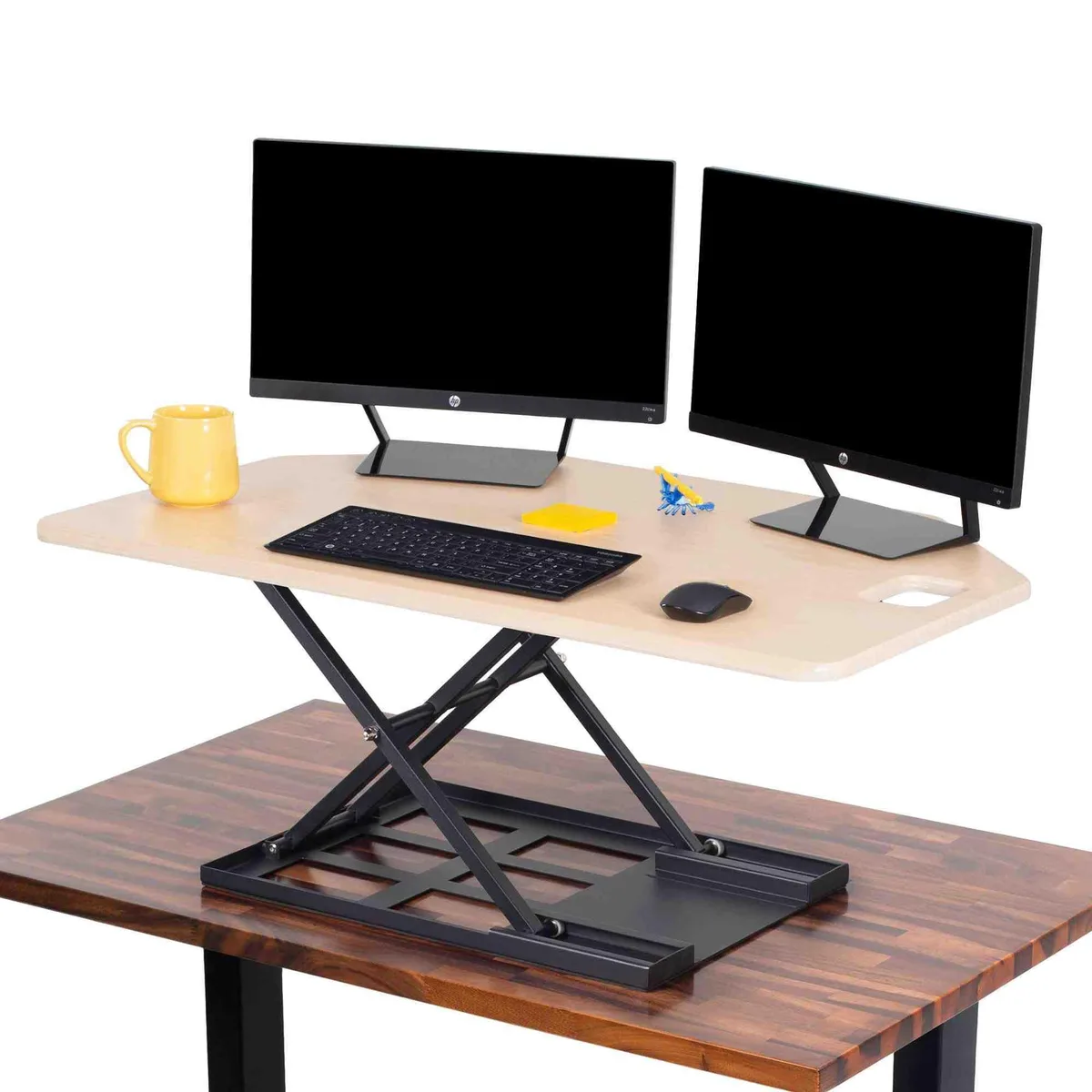 Stand Steady Stand Steady X-Elite Pro 40" Corner Standing Desk Converter Pneumatic Lift American Maple monitor accessory — product photo