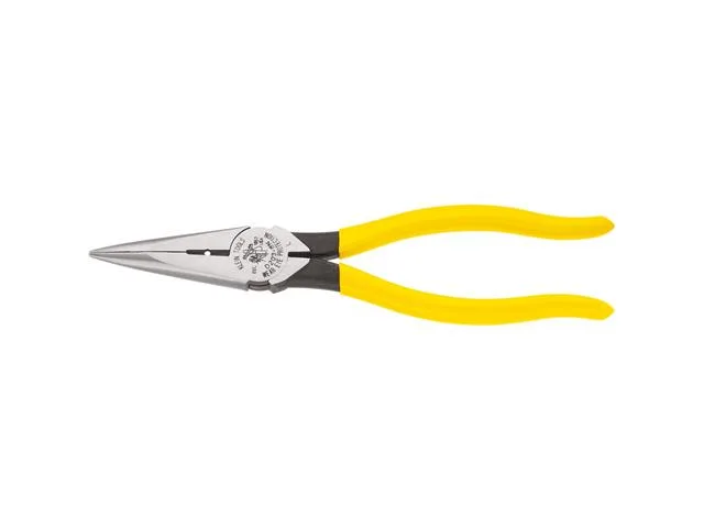 Klein Tools 8 inch long nose side cut pliers with extended handles and slim head