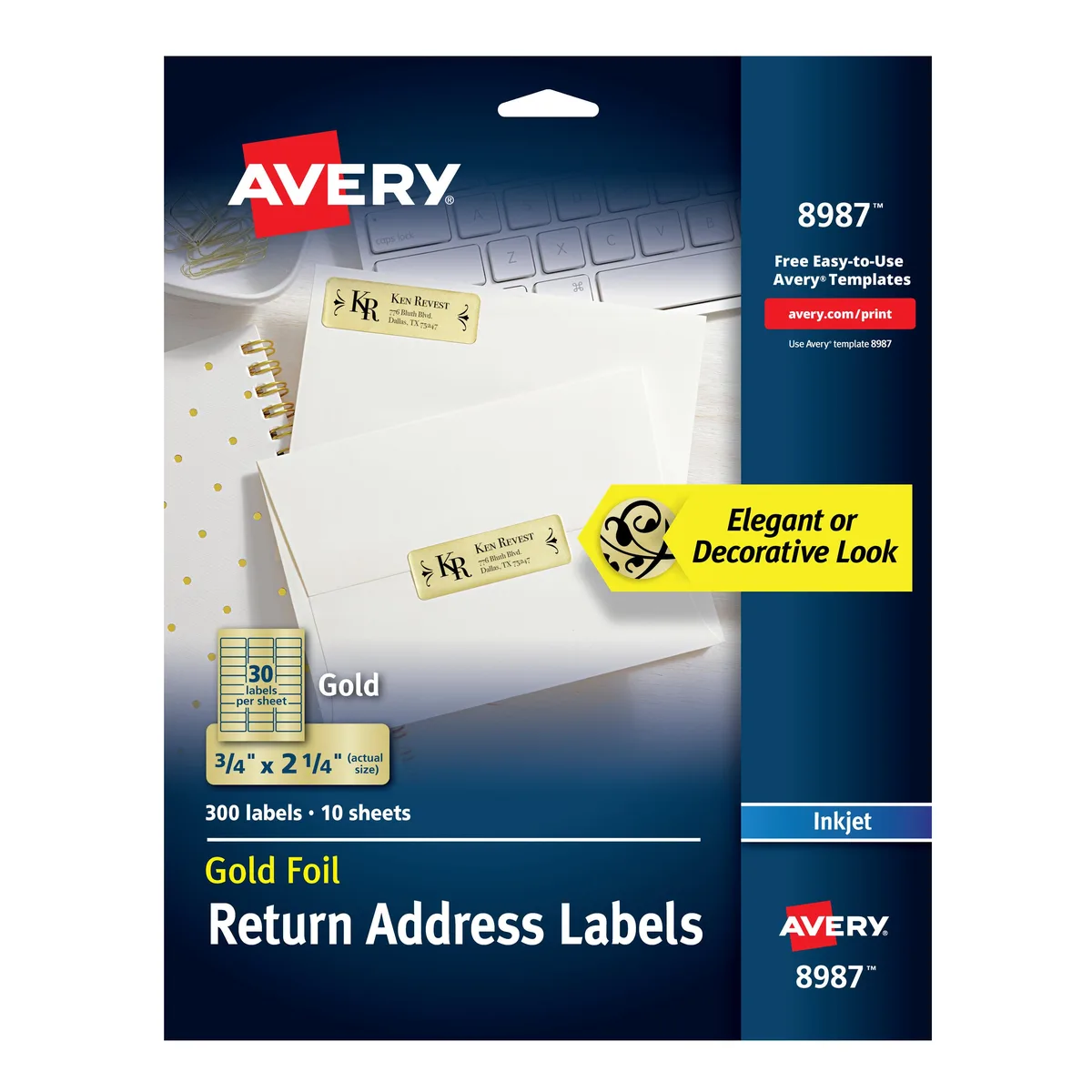 Avery Avery Foil Mailing Labels Gold 300 8987 — product photo