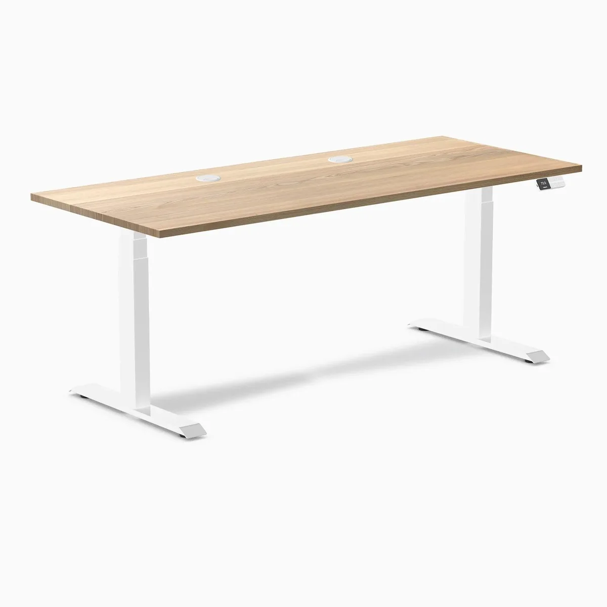 Desky Desky Dual Hardwood Sit Stand Desk White Ash 72 x 30 in with Grommets White — product photo