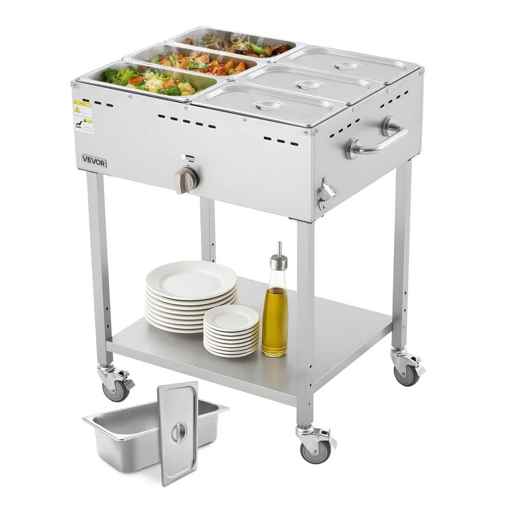 VEVOR VEVOR GBW-6 6-Pan Propane Steam Table 10000 BTU 29.7x22.8x34.7 in 44.5 lbs — product photo