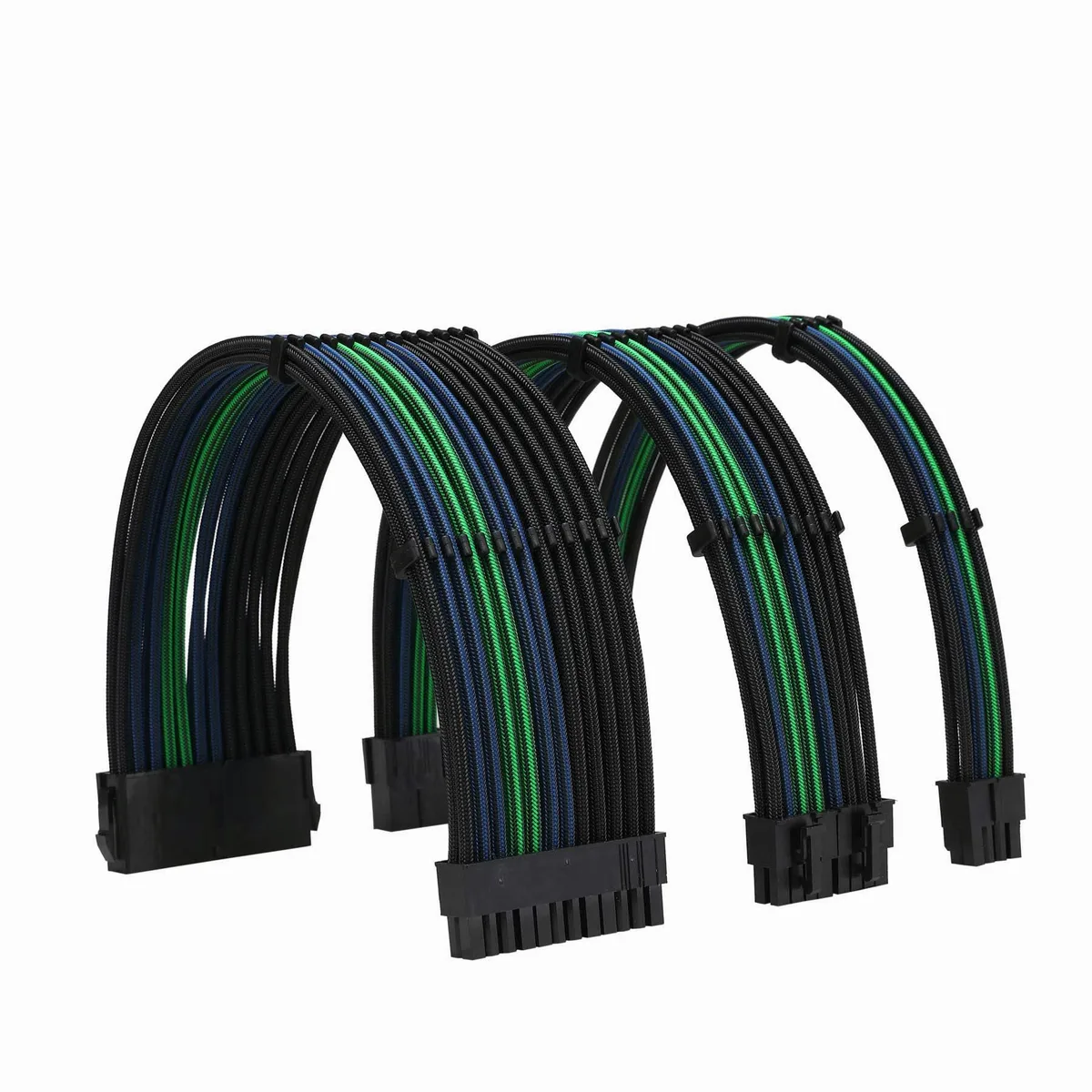 FormulaMod FormulaMod 18AWG ATX 24P EPS 8P PCI-E 8P Extension Kit 30cm Black/Blue/Green Pre-Bent 180° — product photo