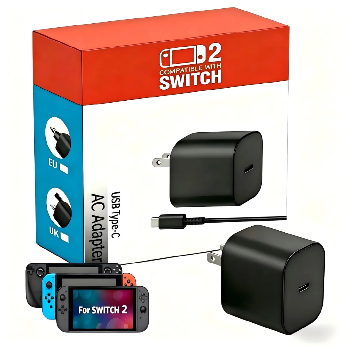  60W PD 3.0 Power Adapter for Nintendo Switch 2 — product photo