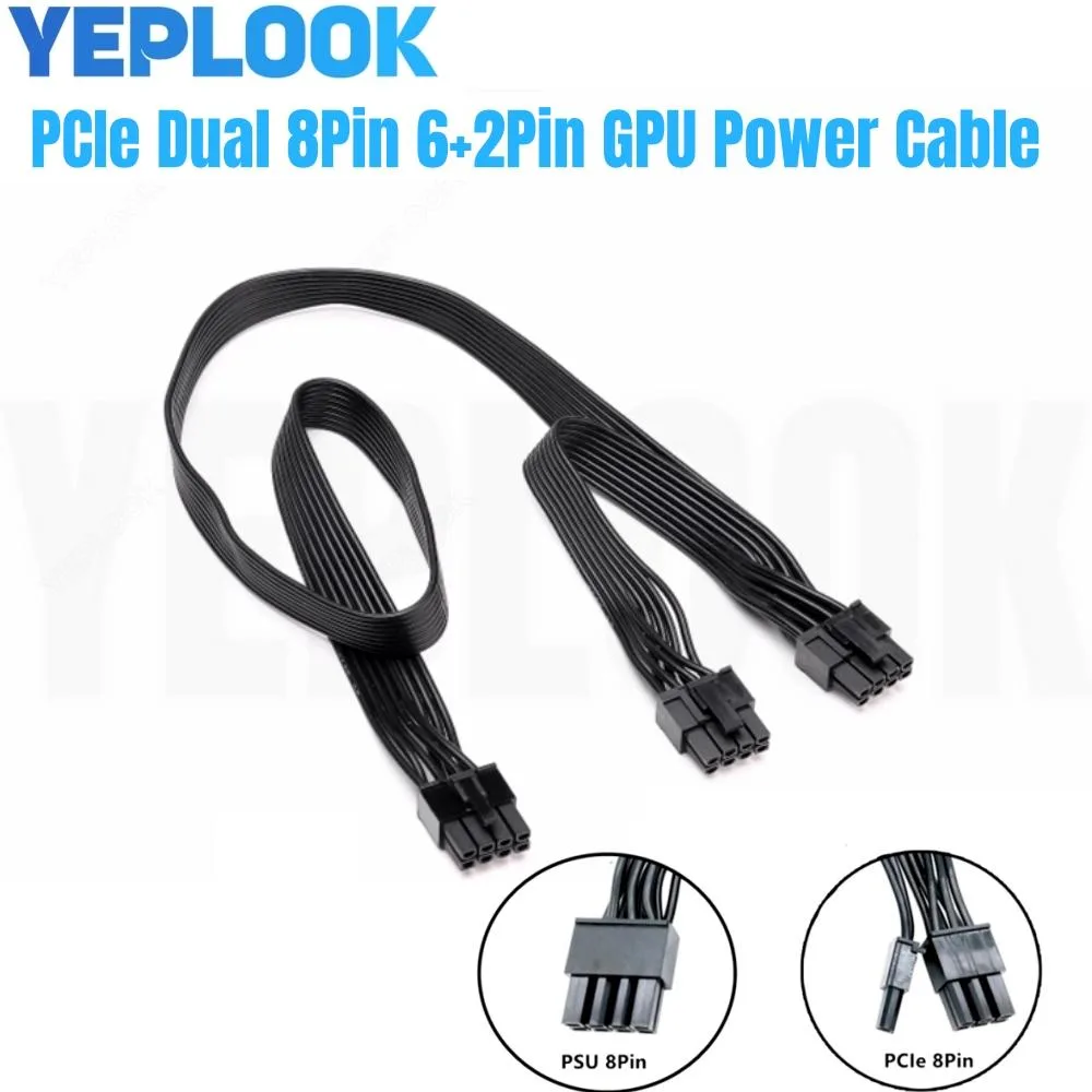 YEPLOOK YEPLOOK 8Pin to 2X 8Pin PCIe Cable for Corsair HX1200 HX1000 HX850 HX750 18AWG 60+20CM — product photo