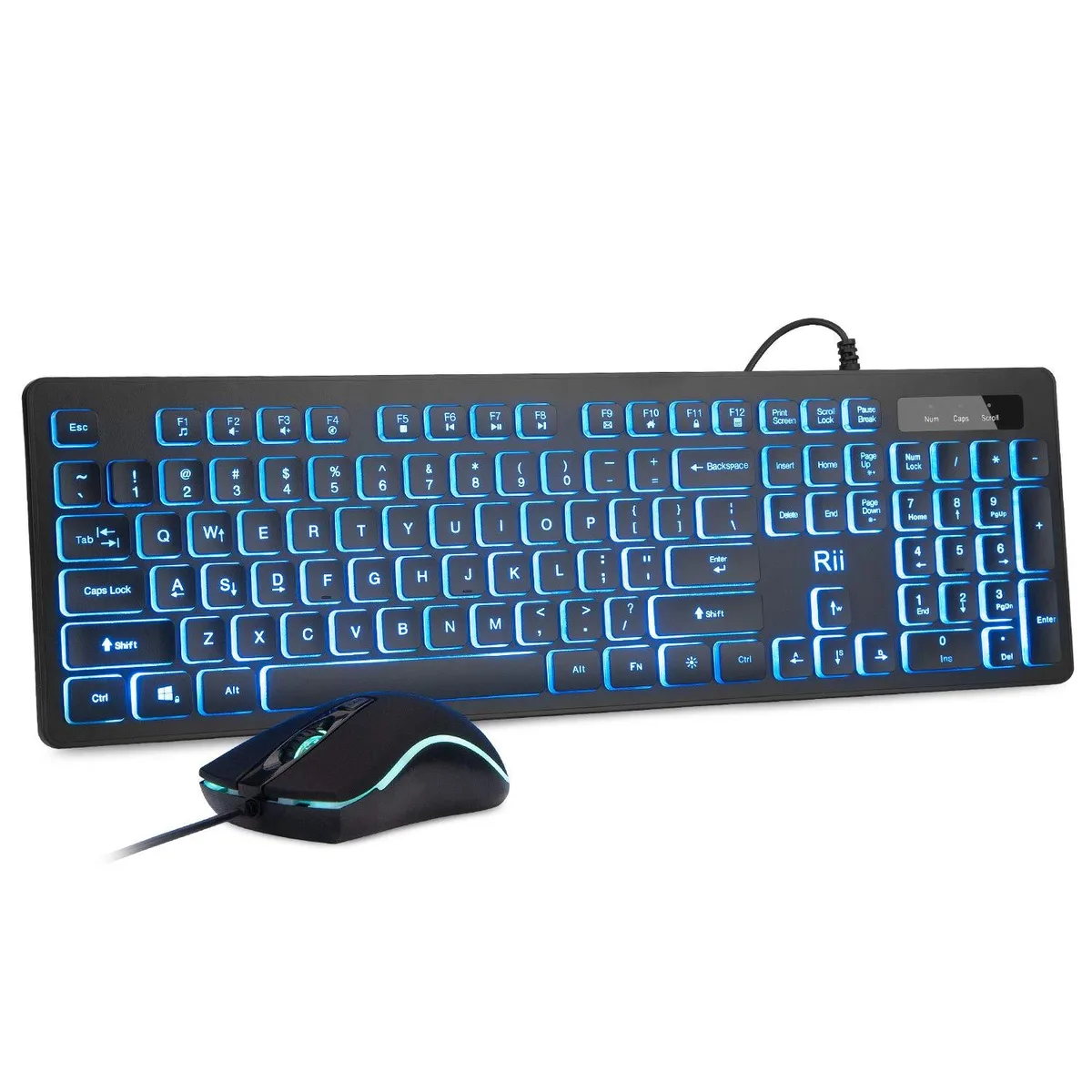 Rii Rii Gaming Keyboard and Mouse Combo Black 105 Keys 1200 1600 2400 DPI — product photo
