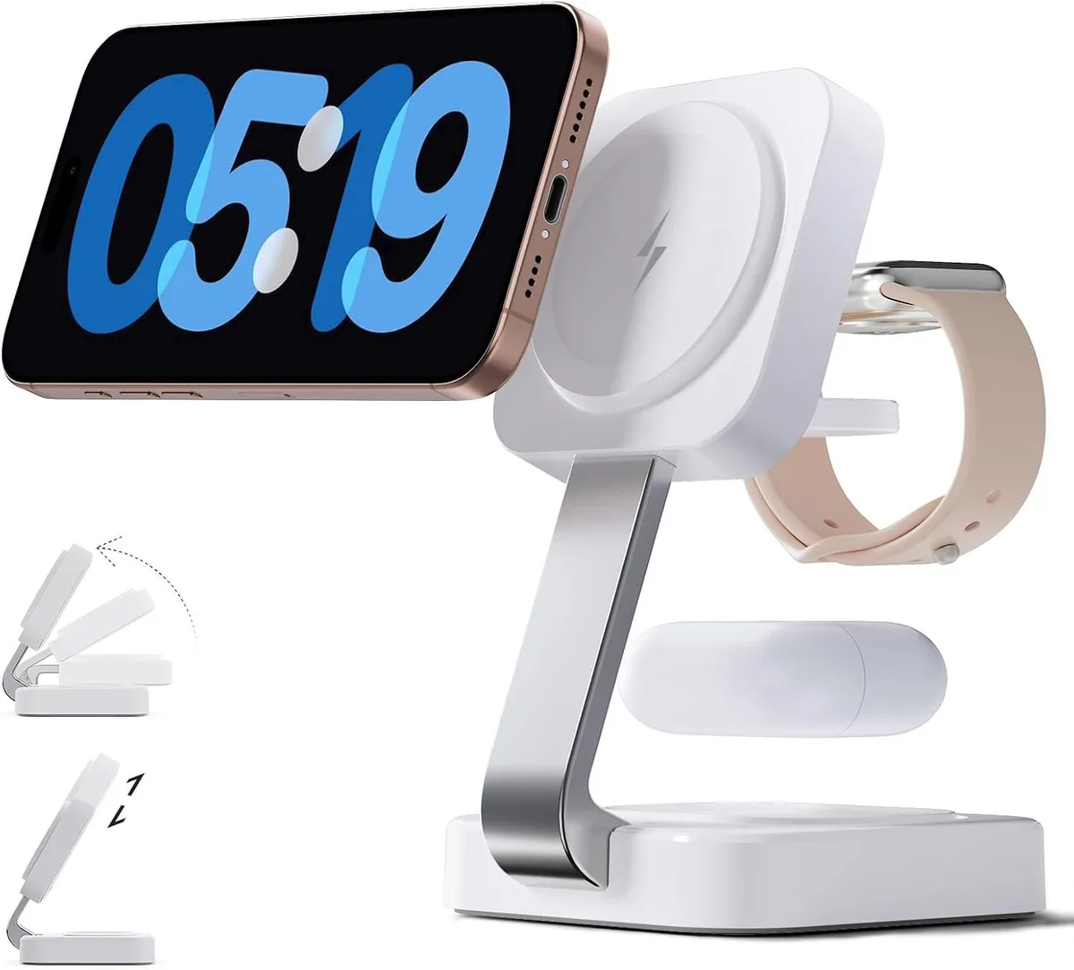Luisport Luisport 3-in-1 Foldable Magnetic Wireless Charger White — product photo