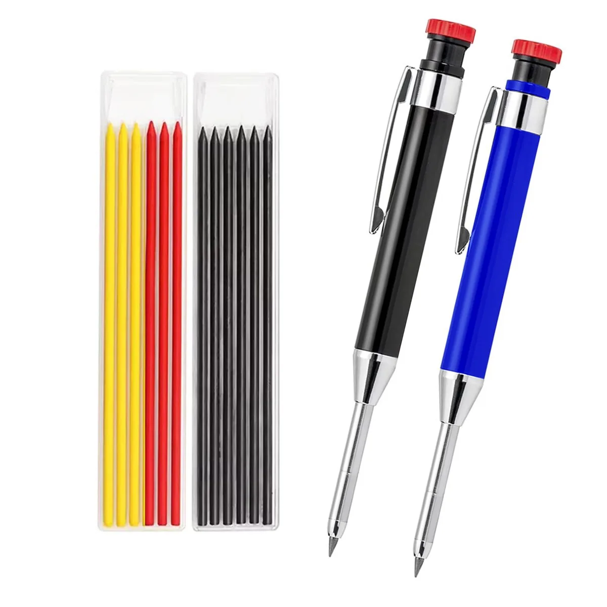  Logitech 2-Pack Carpenter Pencils 2.8mm Lead 45mm Tip 14 Refills Blue — product photo
