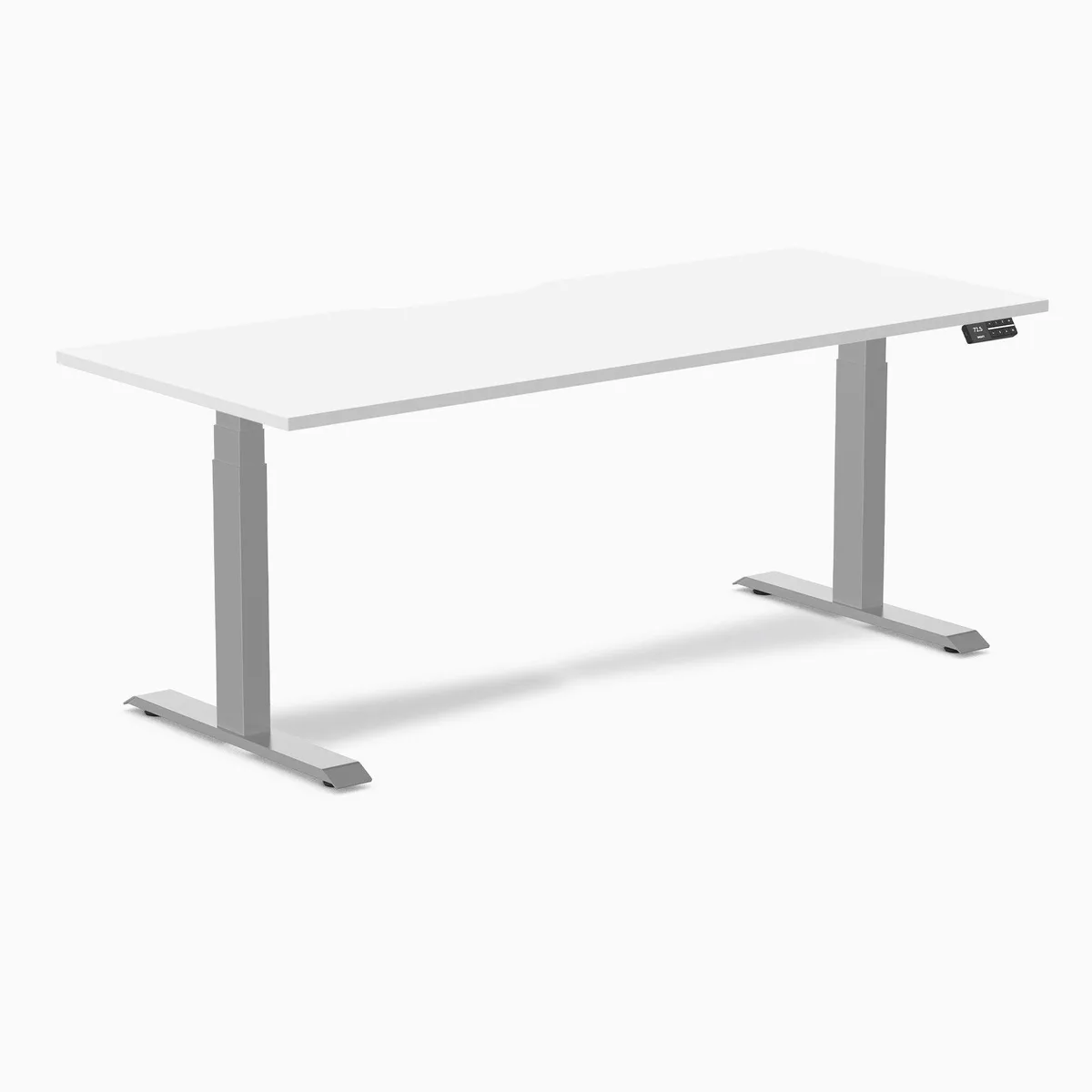 Desky Desky Dual Scalloped Laminate Sit Stand Desk White Grey 70.9 x 29.5 in — product photo