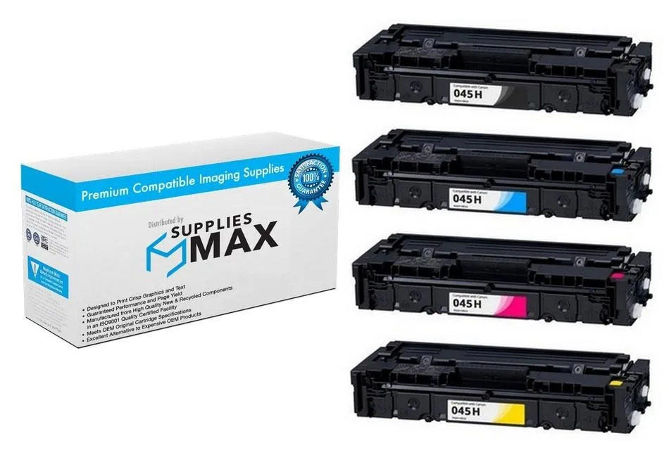 SuppliesMax SuppliesMax CRG-045H-COMBO High Yield Toner Cartridge Combo Pack (BK/C/M/Y) — product photo