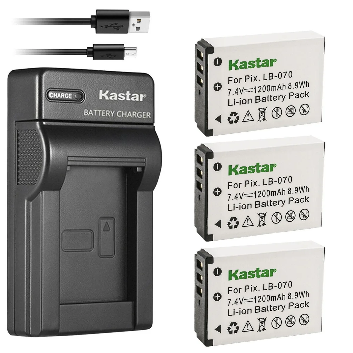 Kastar Kastar LB-070 3-Pack Battery + Slim USB Charger — product photo