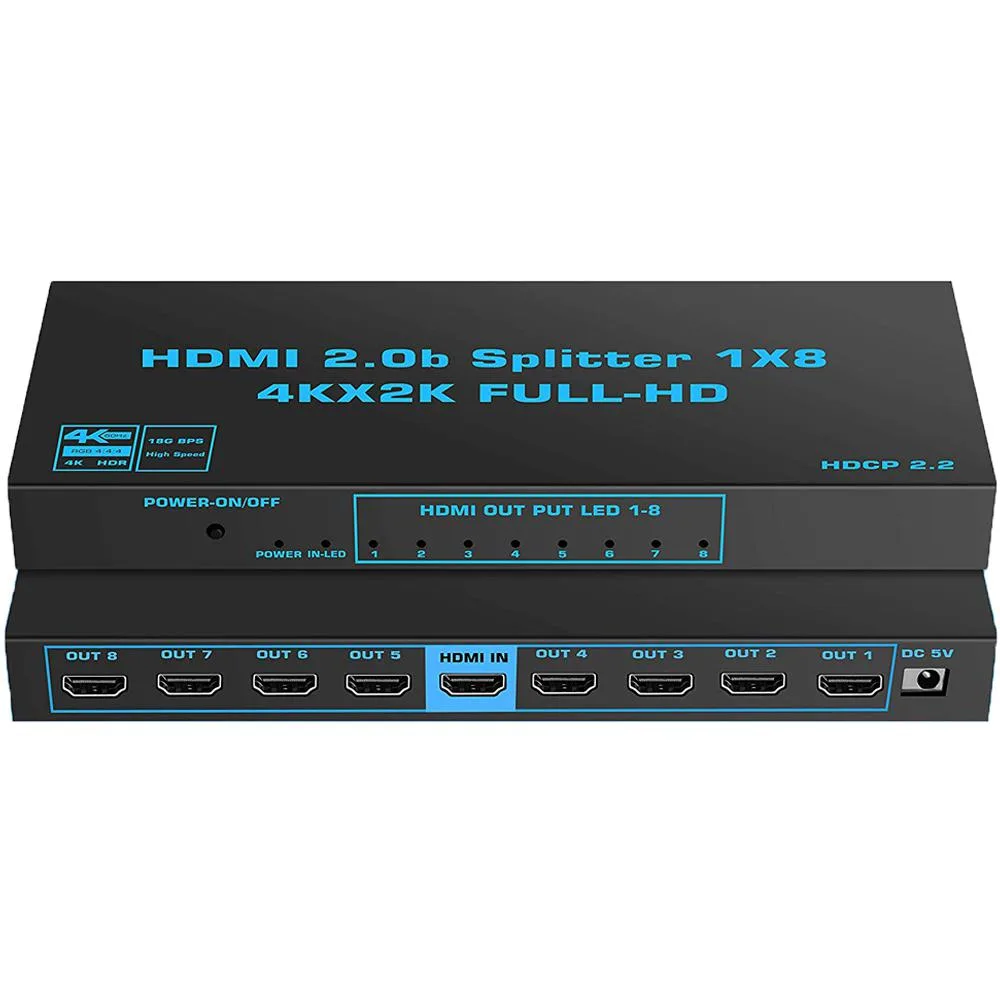 LUOM LUOM OZF5-1 4K 60Hz HDMI 2.0b 1×8 video splitter — product photo