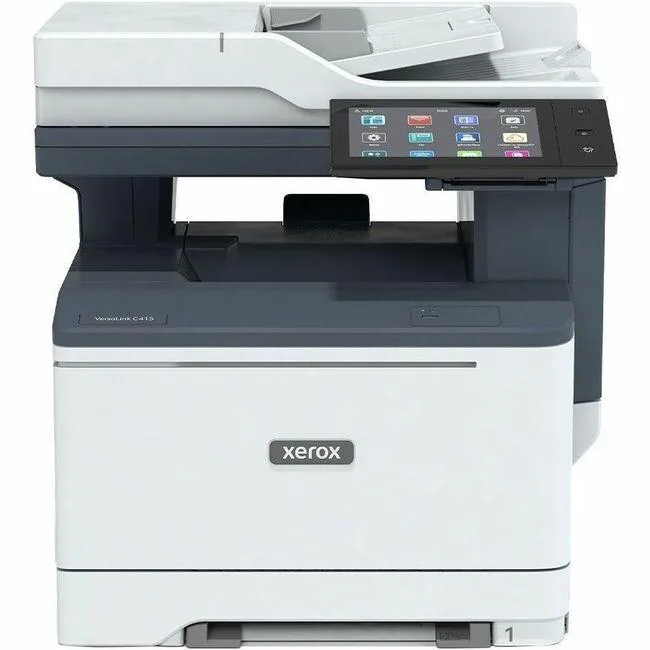 White boxy multifunction laser printer with 7 inch colour touchscreen on top panel