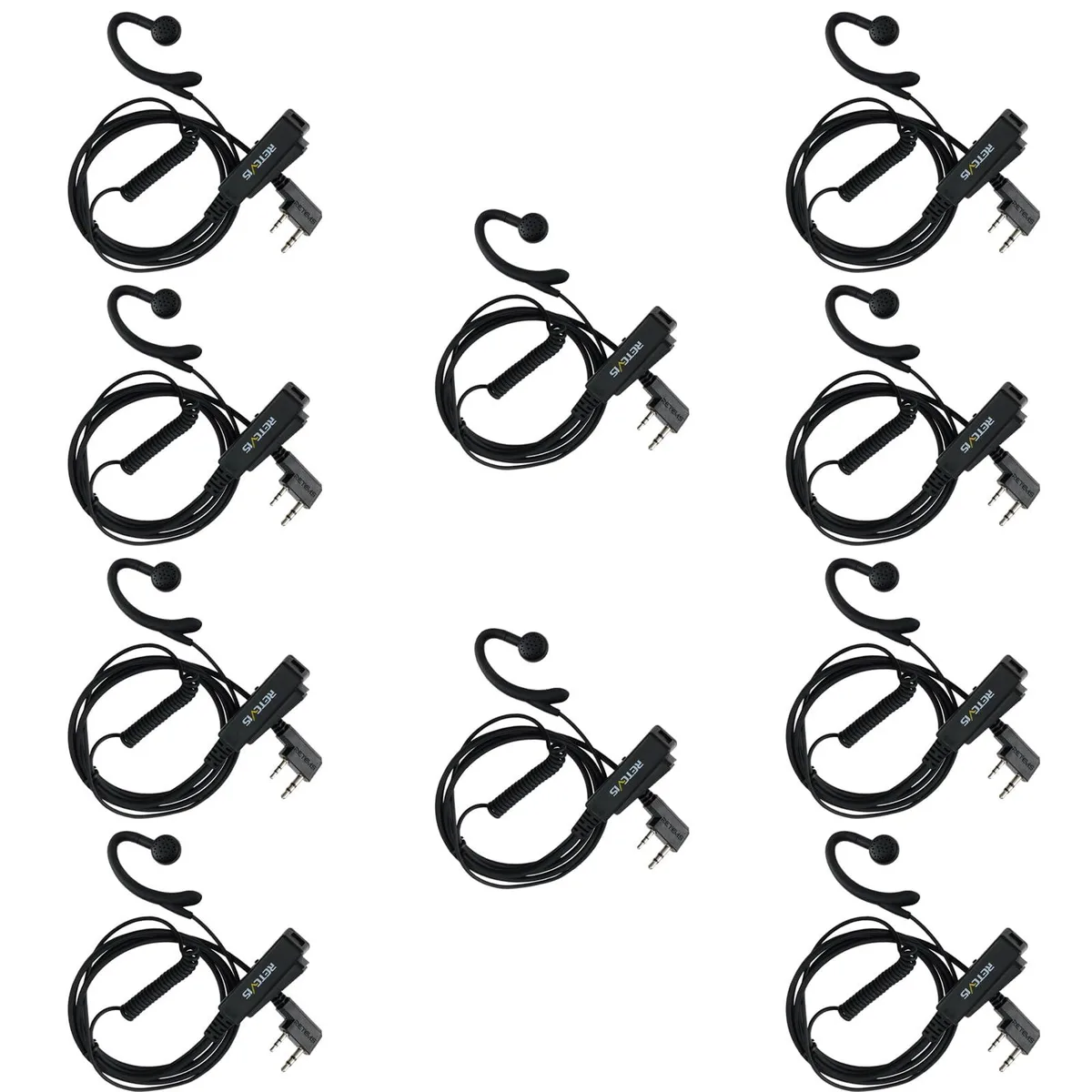 KEHIPI KEHIPI Two-Way Radio Earpiece 10 Pack Kevlar Coiled 150 HD Speaker 2 Pin — product photo