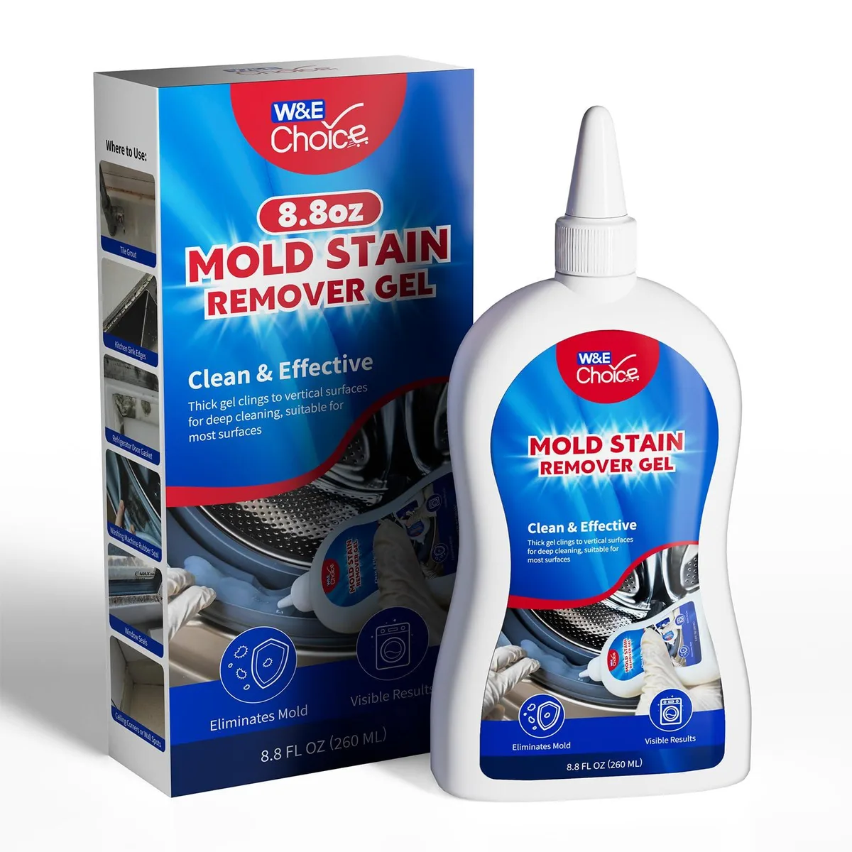 White 8.8 fl oz bottle of no-drip gel cleaner with precision nozzle