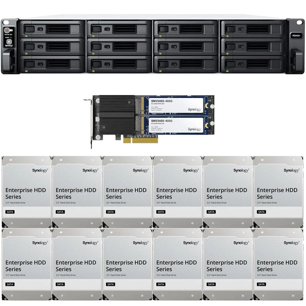 Synology Inc. Synology RS2423+ 12-Bay Rackmount NAS 8GB RAM 48TB Enterprise Drives 800GB Cache — product photo