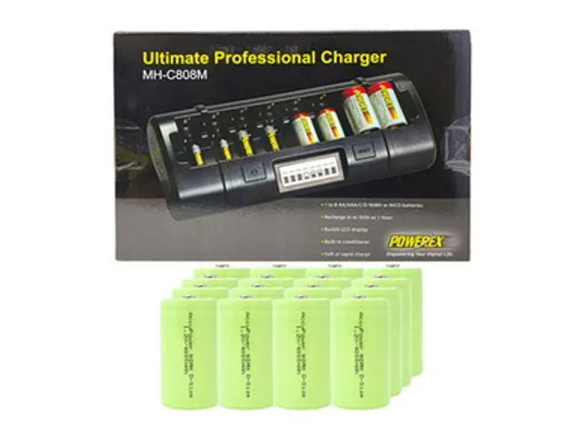 DUSLAN DUSLAN MH-C808M 8-Bay LCD Charger + 16 D NiMH 4000mAh — product photo