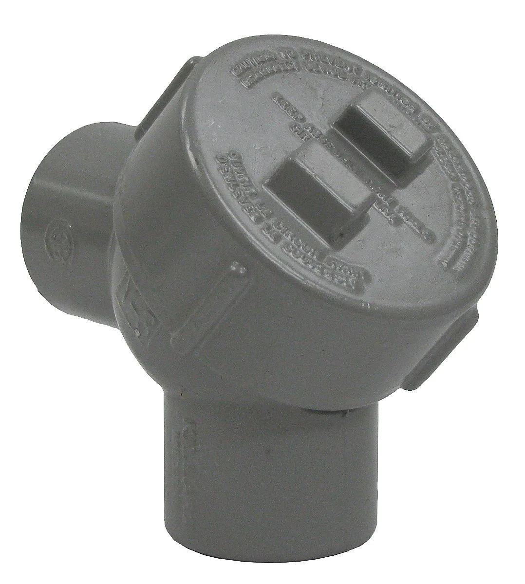Polished grey aluminum IMC elbow, half-inch threaded ends, compact curved form