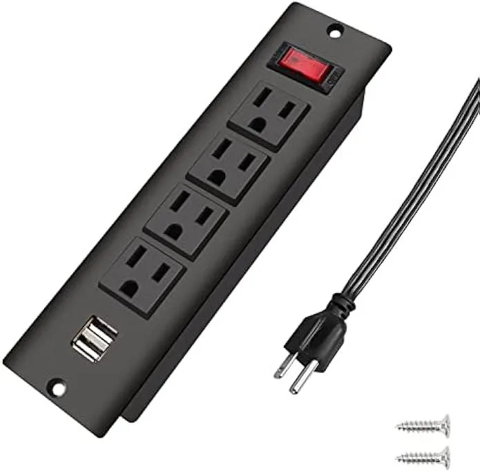 TAURKENAM TAURKENAM Recessed Power Strip with USB power adapter — product photo