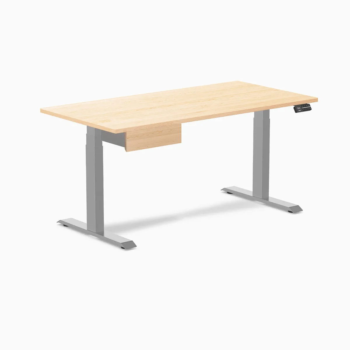 Desky Desky Dual Hardwood Standing Desk With Drawer Maple 60 x 30 in Gray — product photo
