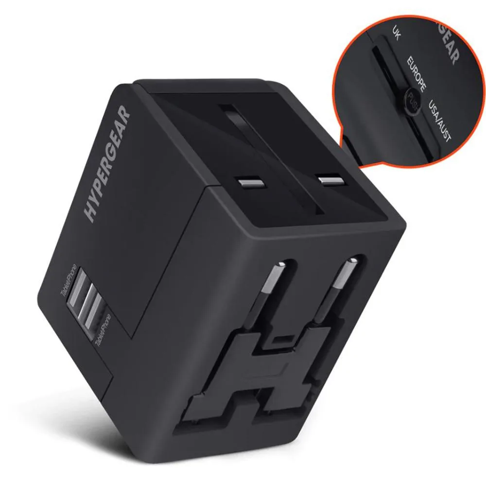 HyperGear HyperGear 14298 All-in-One Travel Adapter Black — product photo