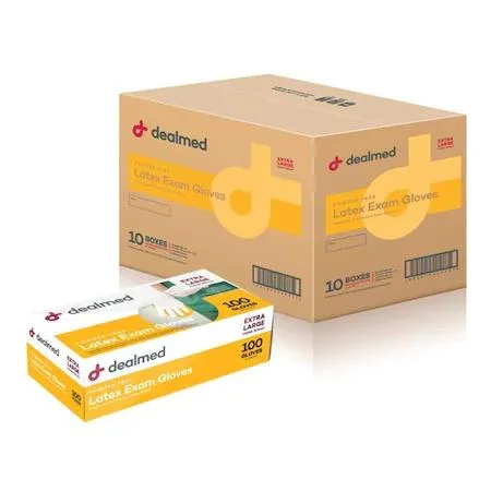 Dealmed Dealmed 787440 Disposable Latex Gloves Powder-Free XL 1000 Beige — product photo