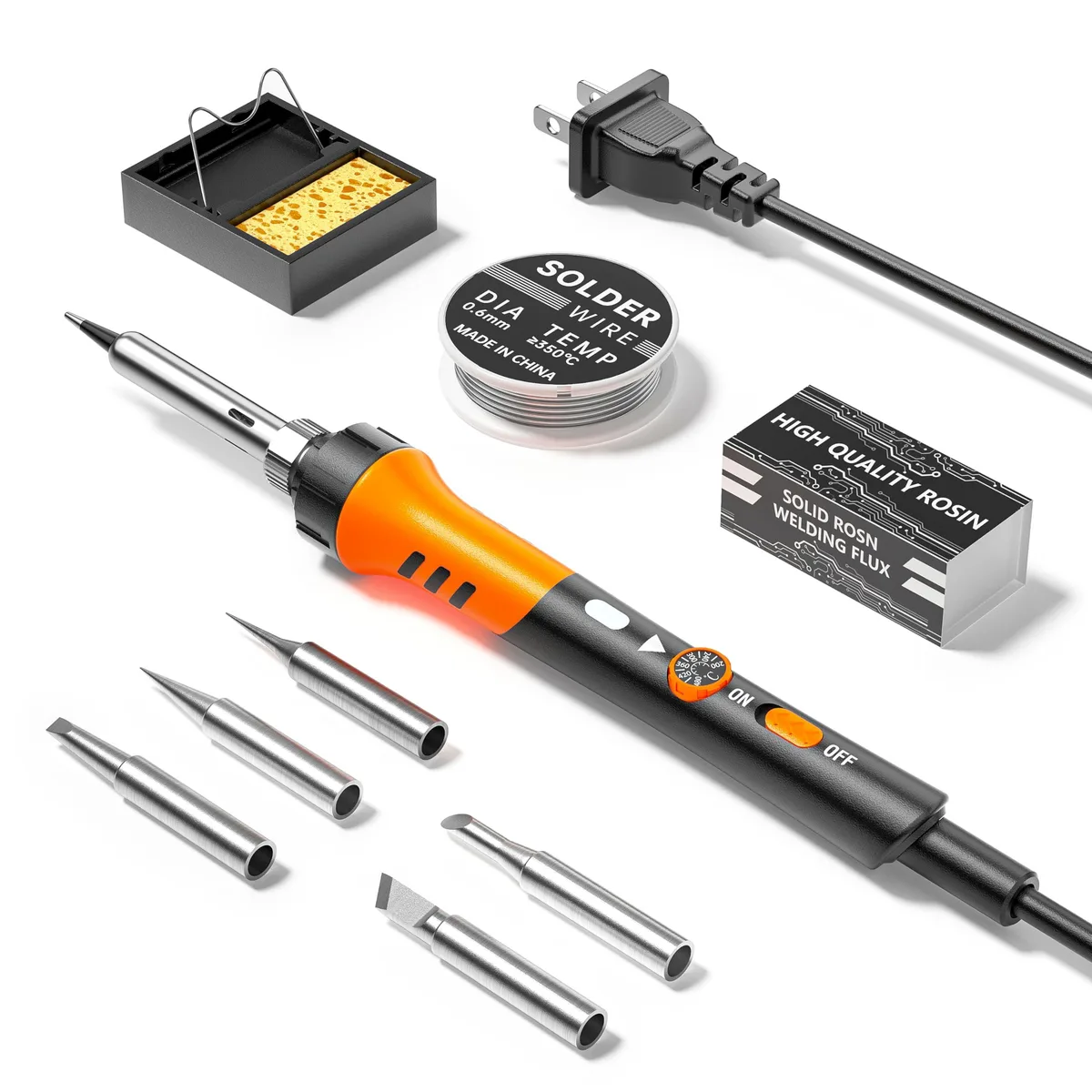  60W Adjustable Soldering Iron Kit 9-in-1 5 Tips — product photo