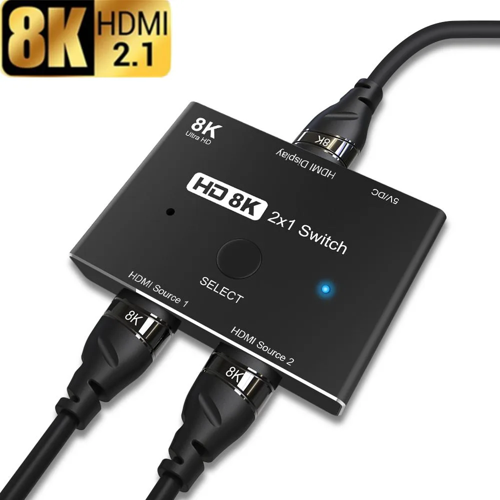 ESTONE ESTONE TJ-A002 HDMI 2.1 Switch 2-in-1-Out 8K@60Hz 4K@120Hz 48Gbps Black — product photo