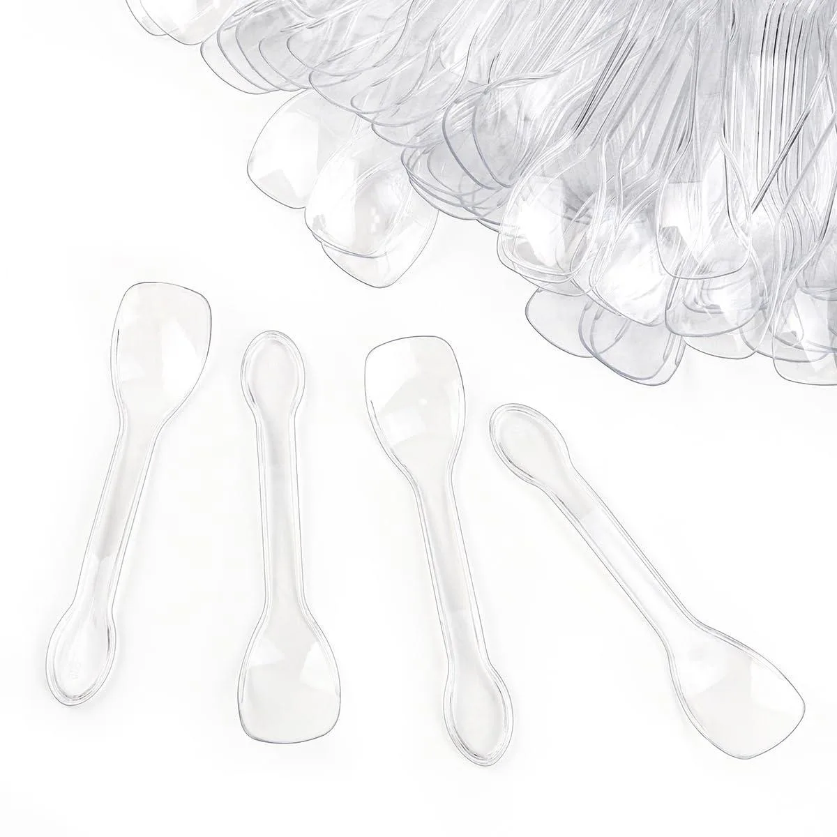 Clear plastic tasting spoons, 100 pieces, 10cm long