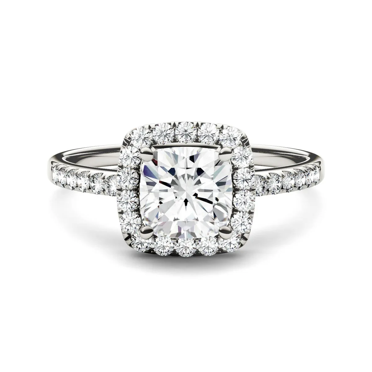 Charles &amp; Colvard Charles &amp; Colvard 6mm Cushion Moissanite Engagement Ring 14K White Gold size 6 1.40cttw DEW — product photo