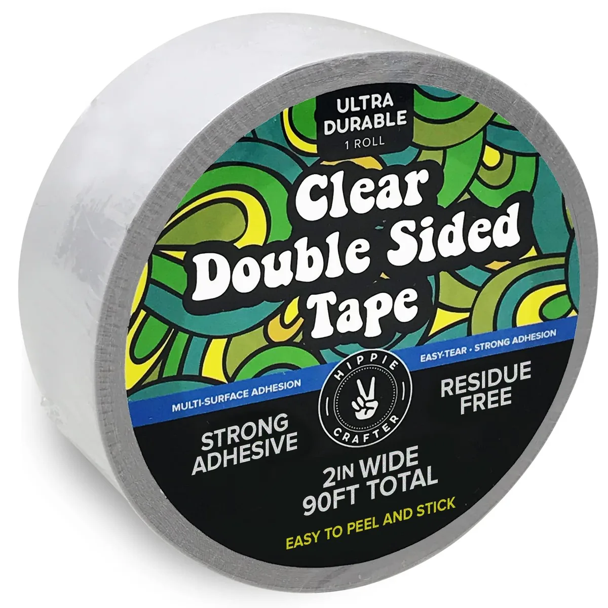  HIPPIE CRAFTER Clear Double Sided Tape 2 Inch 90 Feet — product photo
