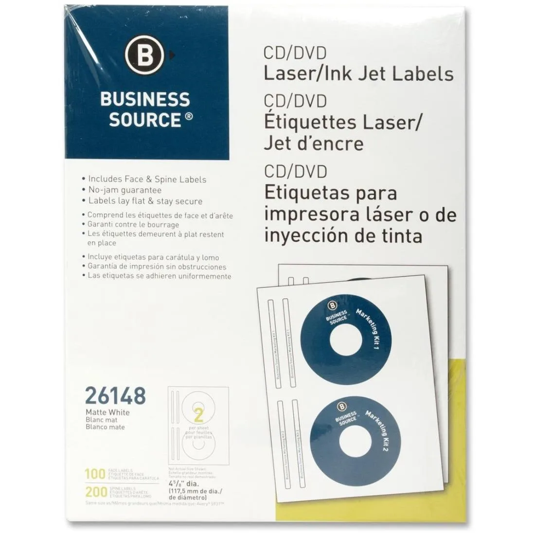 Business Source Business Source 26148 CD/DVD Labels White 100 Pack — product photo