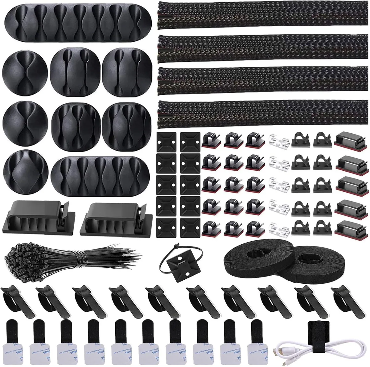 Ennovor Ennovor Cable Management Kit 41 pc 20 in Sleeve 36 Clips 100 Ties accessory — product photo