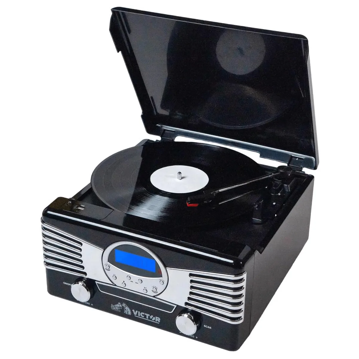 Victor Victor Diner VHRP-1400-BK 7-in-1 Turntable CD AM/FM Bluetooth 33/45/78 RPM — product photo