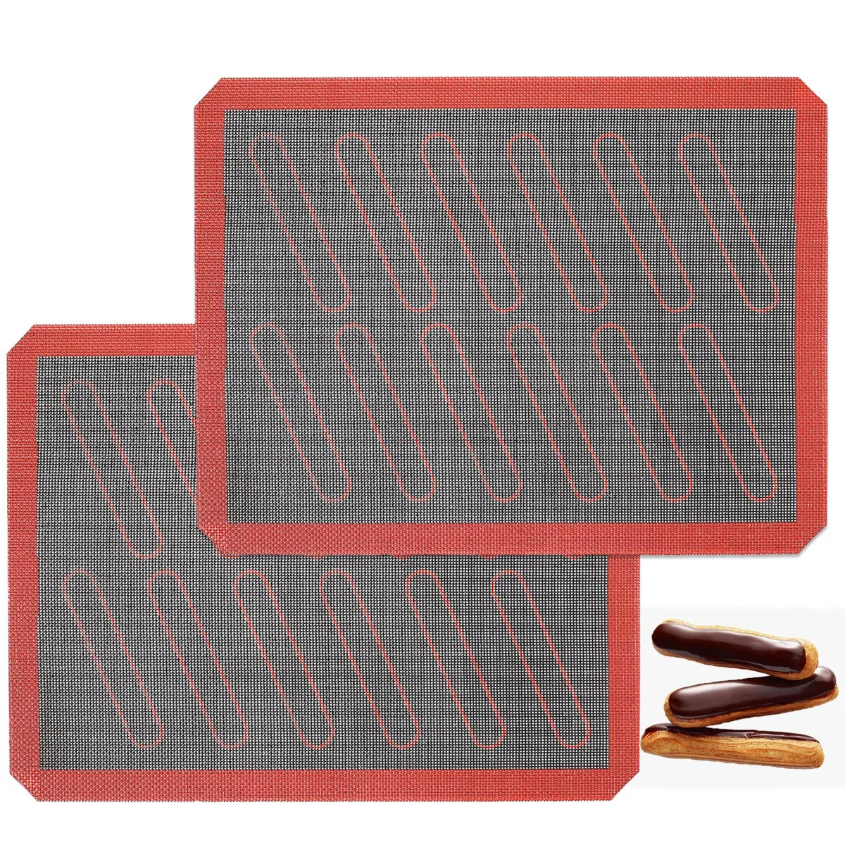 Two clear perforated silicone mats with printed eclair guides