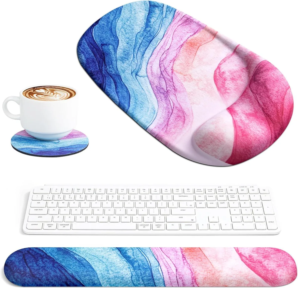 Kenuco Kenuco 3-in-1 Ergonomic Mouse Pad &amp; Keyboard Wrist Rest Set with Coaster — product photo