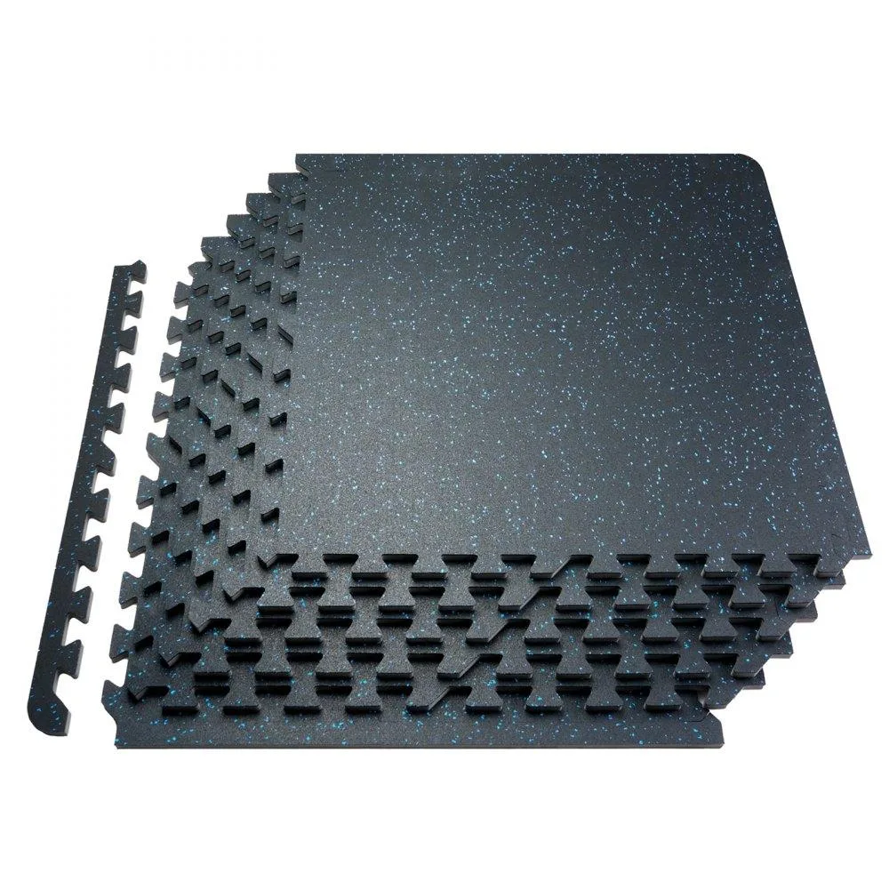 VEVOR VEVOR 12 PCS 0.56" Thick Gym Floor Mats 24" x 24" EVA Foam Rubber Top Interlocking Black Blue — product photo