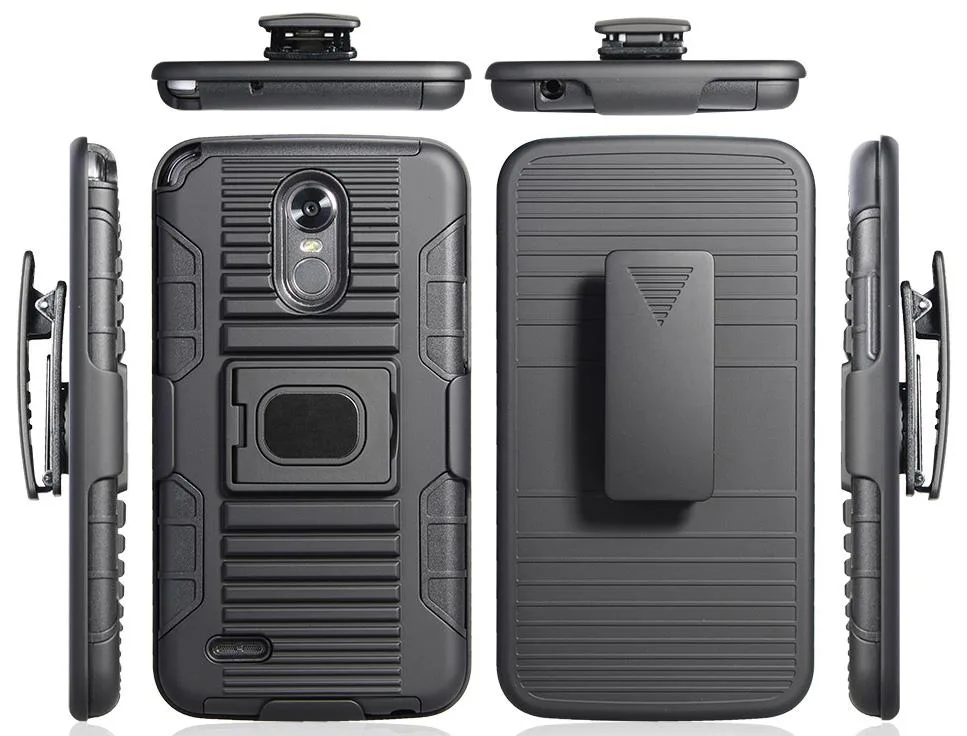 Nakedcellphone Nakedcellphone Magnetic Grip Case + Belt Clip Holster for LG Stylo 3 Stylus 3 Black — product photo