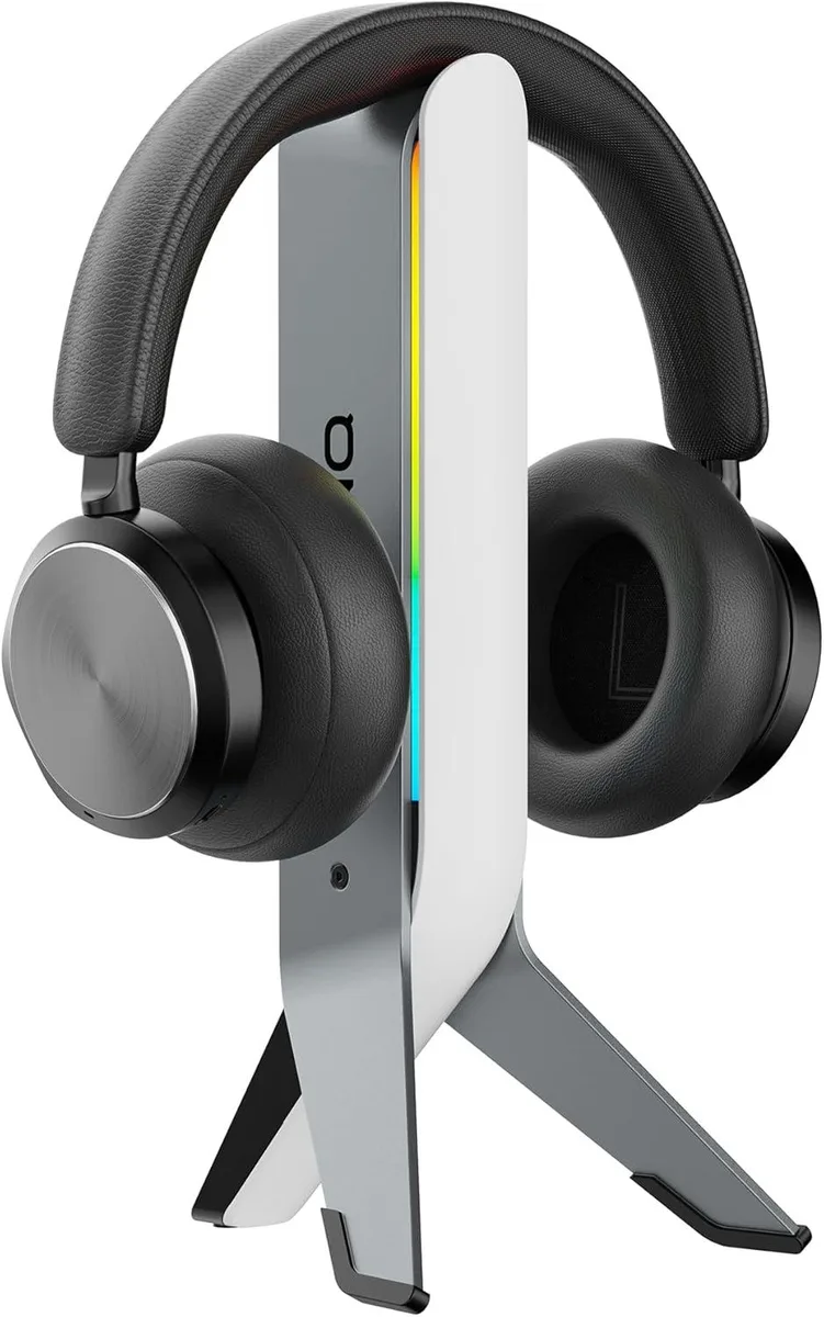 BFKK BFKK White RGB Tripod Headphone Stand 10 Modes Qi USB 3.5 mm — product photo