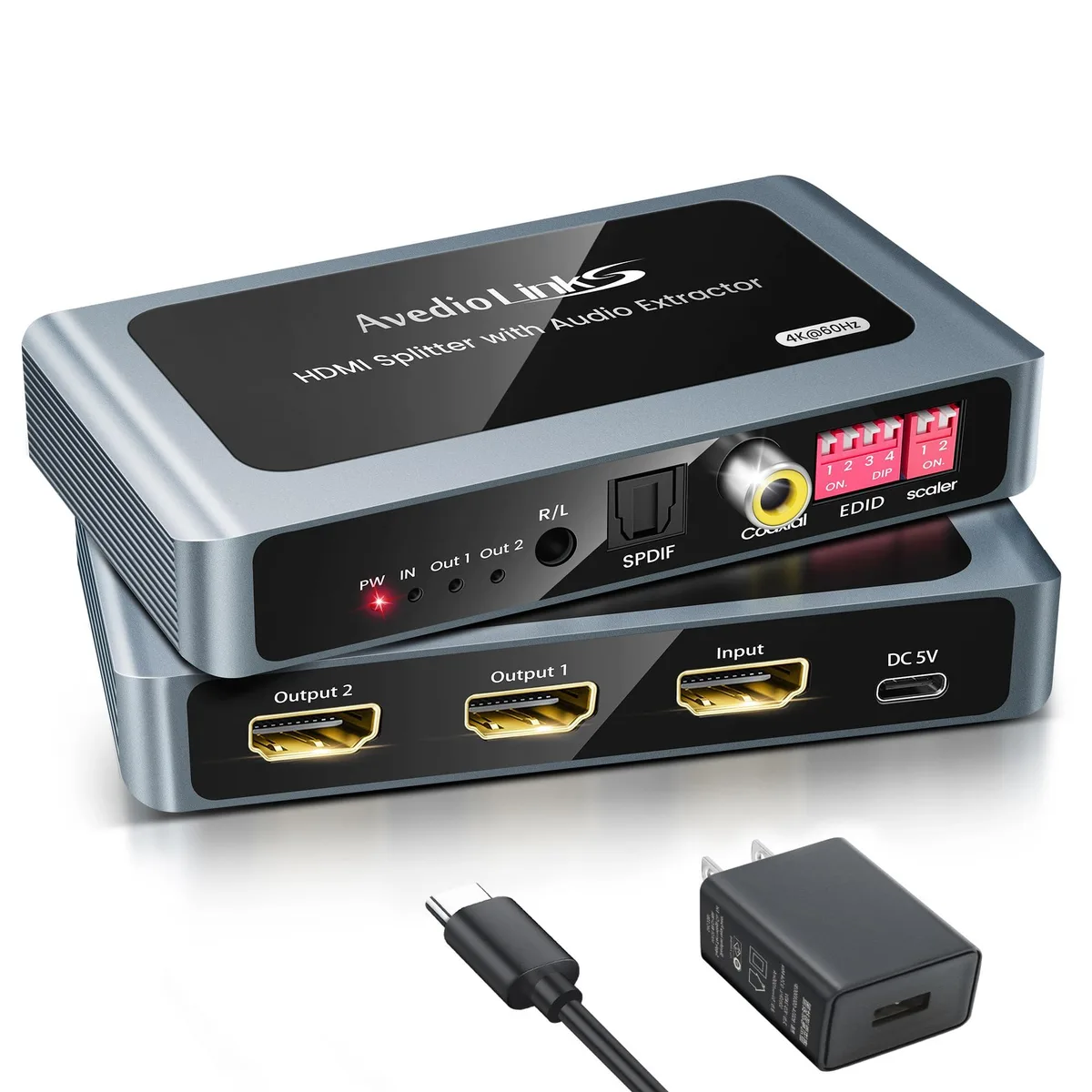WRIARICH WRIARICH 4K HDMI Splitter 1 In 4 Out 4K@30Hz Powered — product photo