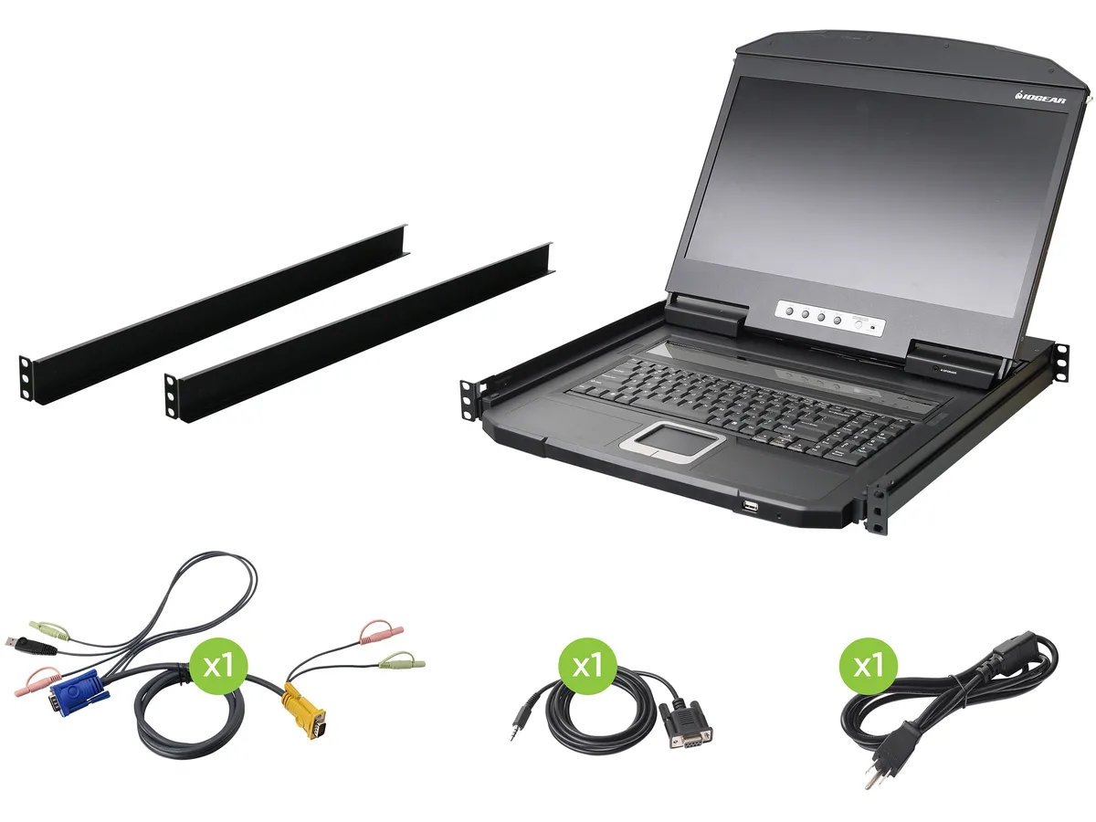 IOGEAR IOGEAR GCL1900W 18.5" LCD KVM Switch 1 Port 1366x768 — product photo