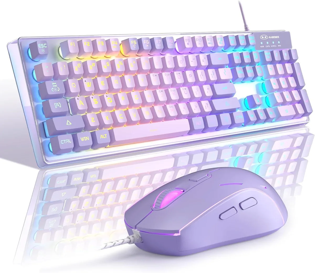 TUKO TUKO K1 Gaming Keyboard and Mouse Combo Purple 104 Keys 150 Keycaps 3200 DPI — product photo