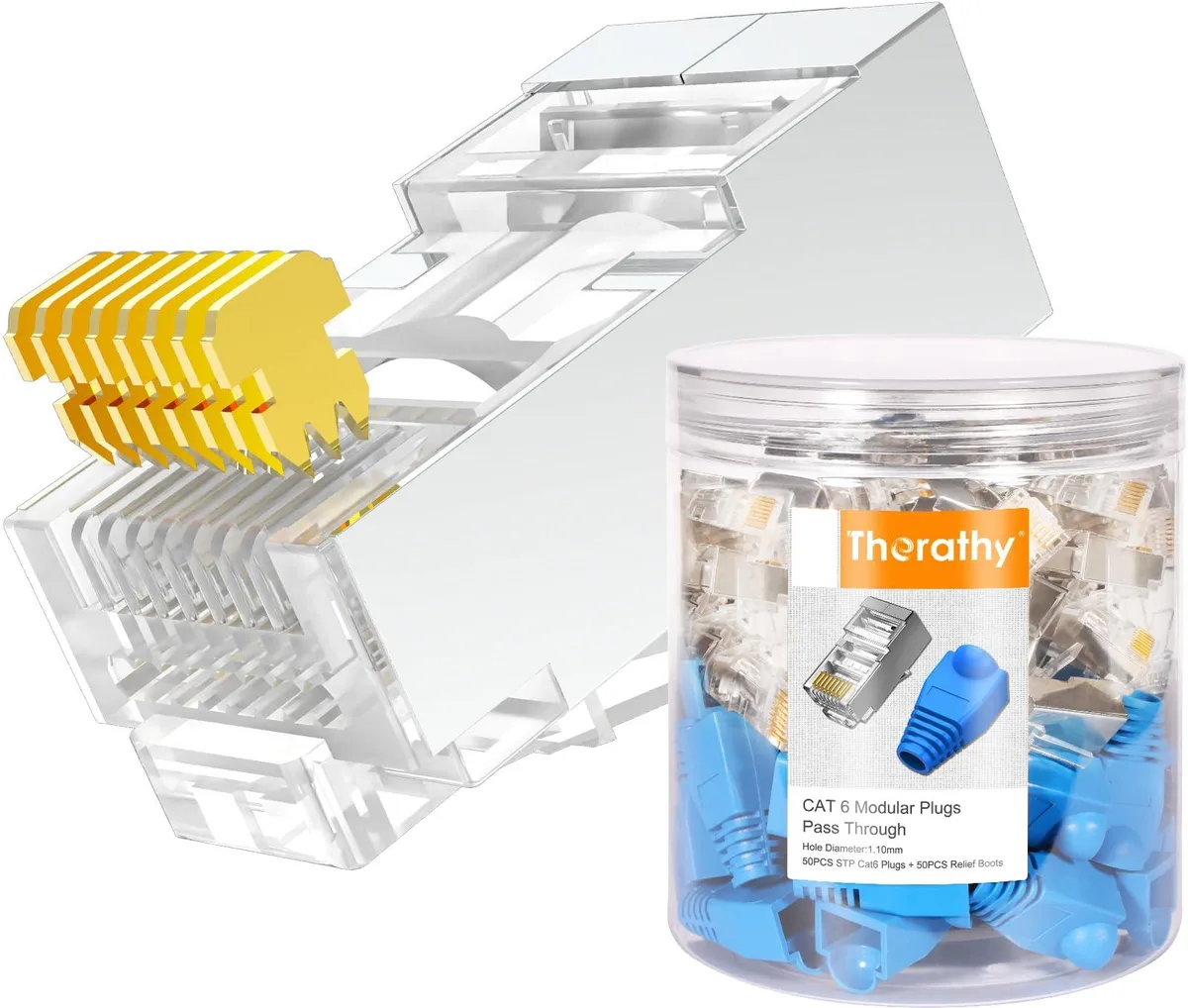 KEHIPI KEHIPI Cat 6 Shielded Pass Through RJ45 Connectors 50 Pack — product photo