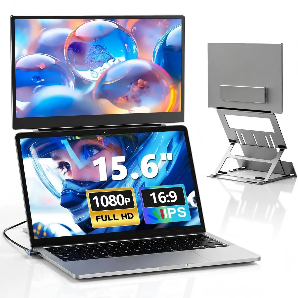 Laptomo Laptomo 15.6" Foldable Dual Portable Monitor Silver — product photo
